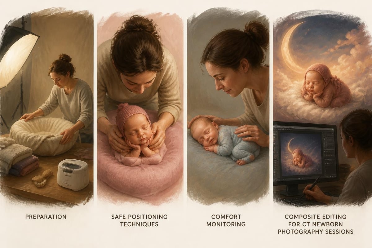 Safe newborn posing workflow