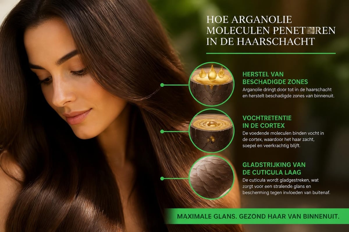 Arganolie moleculen herstellen haarstructuur