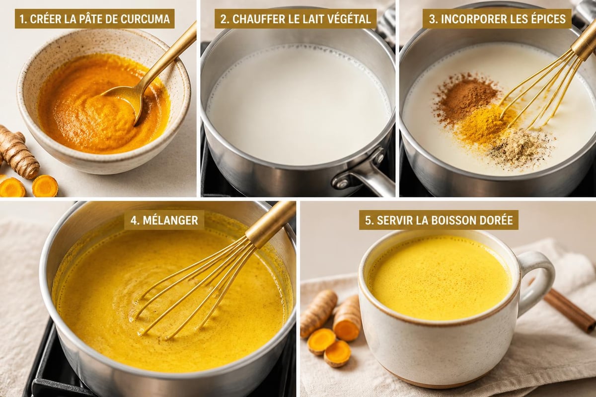 Étapes de préparation du golden milk