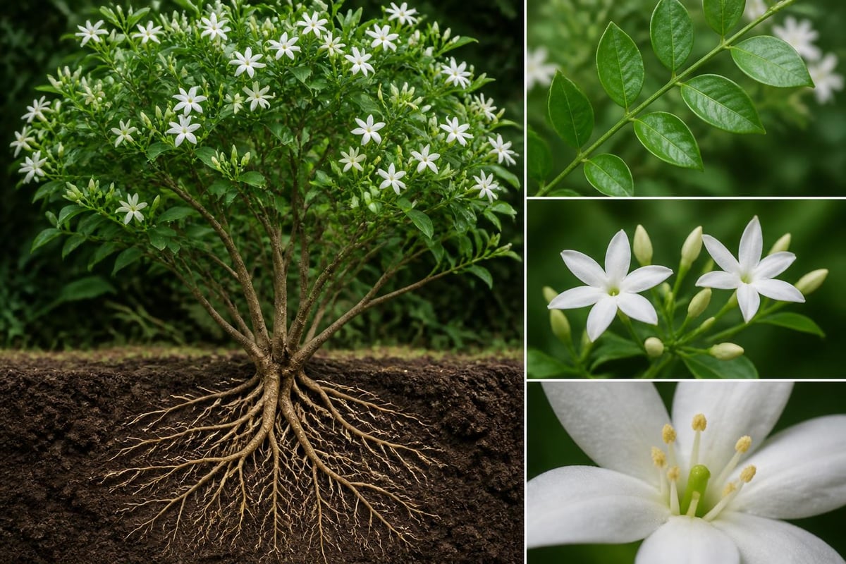 Estructura botánica del jazmín común