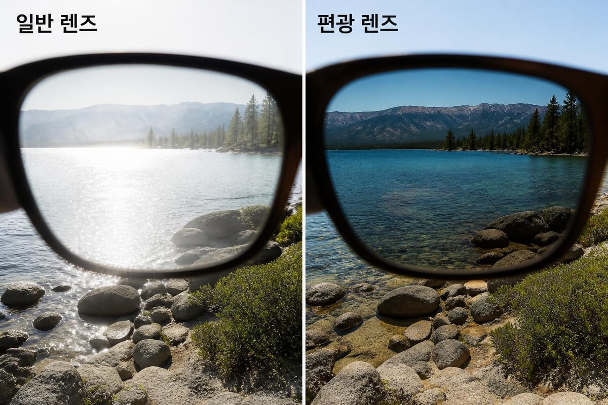 편광 렌즈 착용 전후 비교