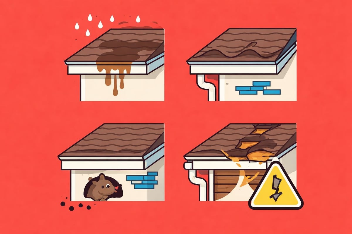 Roofing and soffit damage indicators