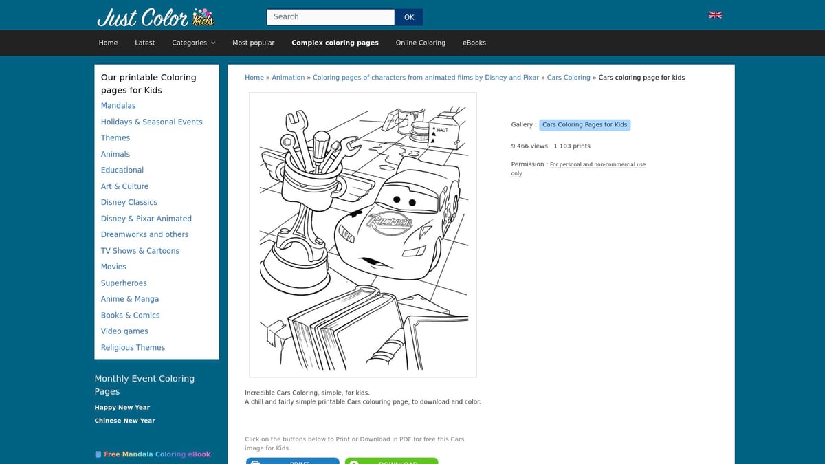 10 Best Cars Coloring Pages Printable for Kids 2026 - Incredible Cars Coloring, Simple for Kids – JustColor