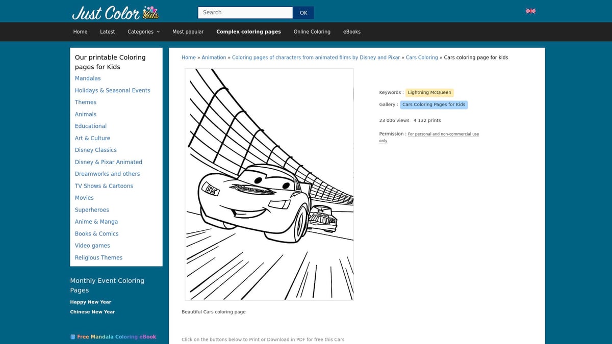 10 Best Cars Coloring Pages Printable for Kids 2026 - Beautiful Cars Coloring Page – JustColor