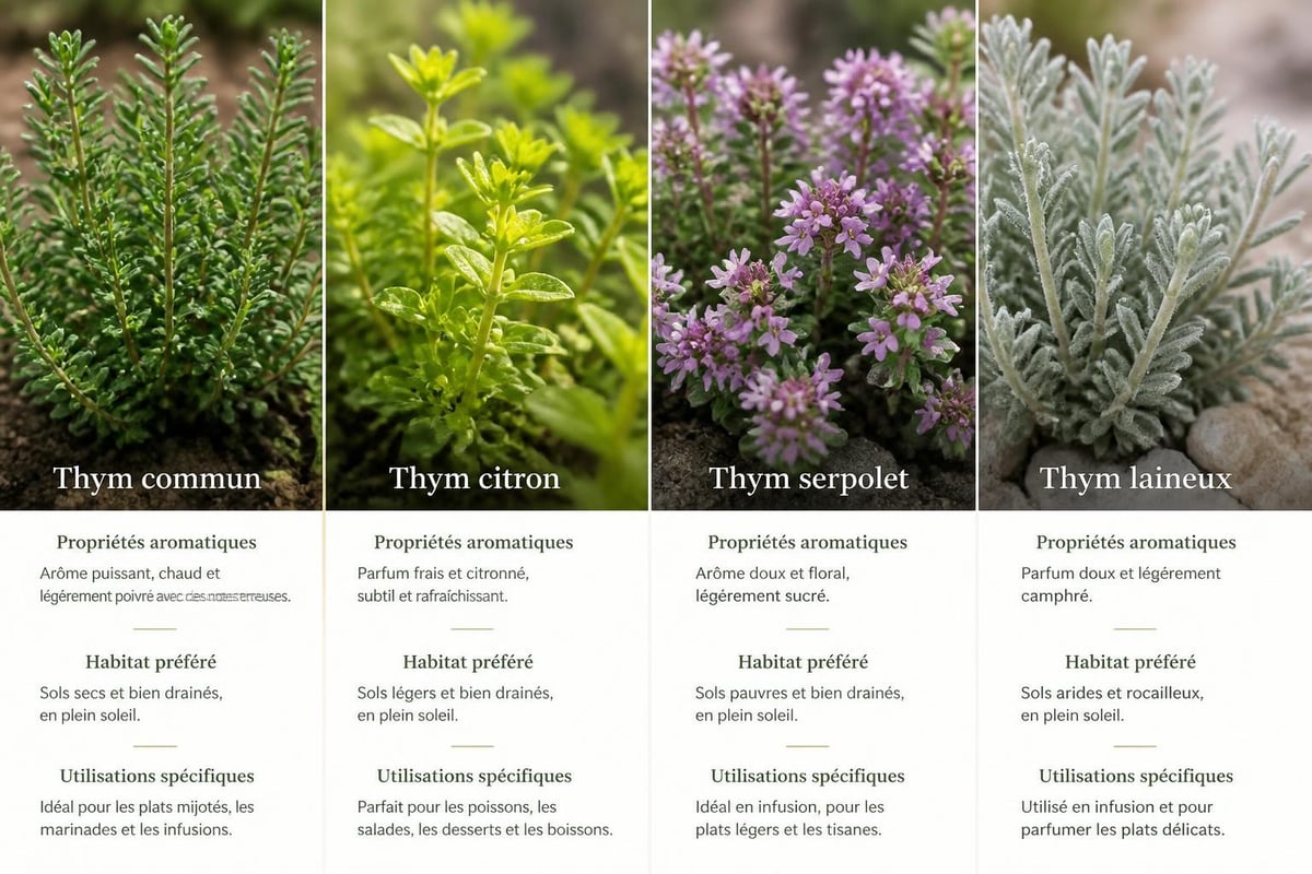 Différentes variétés de thym et leurs profils aromatiques