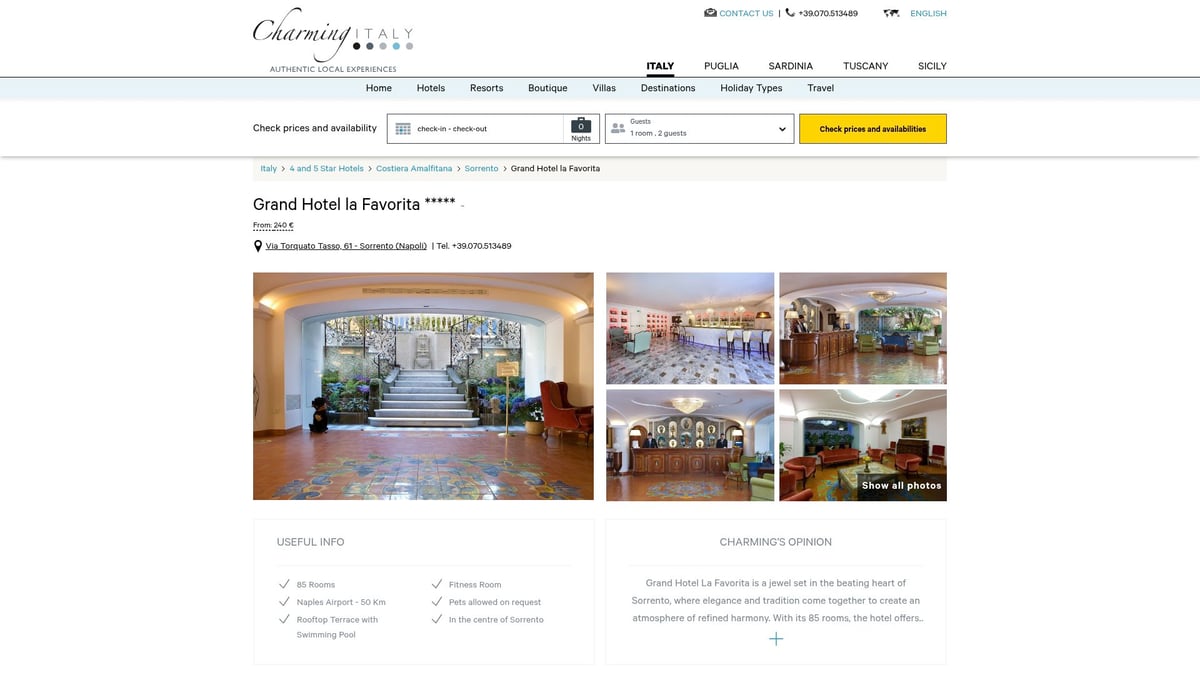 7 Best All Inclusive Italy Escapes for 2026 - Grand Hotel La Favorita, Sorrento