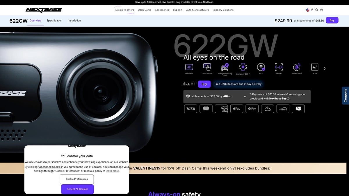 9 Must-Have Best Automobile Accessories for 2026 Drivers - Nextbase 622GW 4K Dash Cam