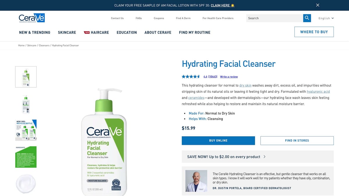 9 Essential Skin and Body Care Products for 2025 - CeraVe Hydrating Cleanser