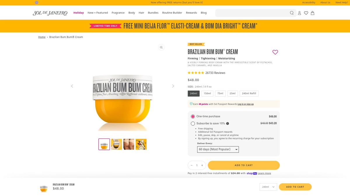 9 Essential Skin and Body Care Products for 2025 - Sol de Janeiro Brazilian Bum Bum Cream