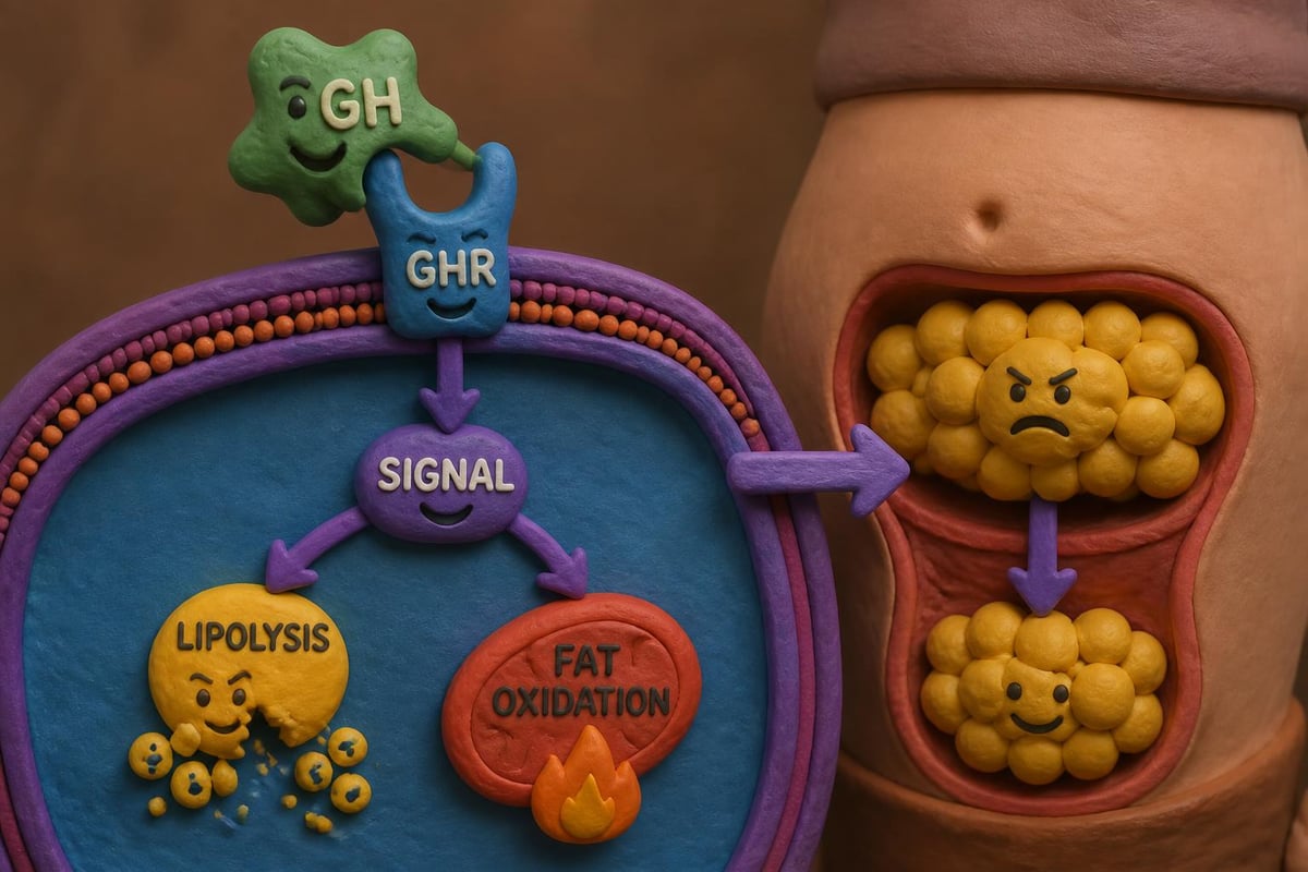 Growth hormone signaling pathway for fat metabolism