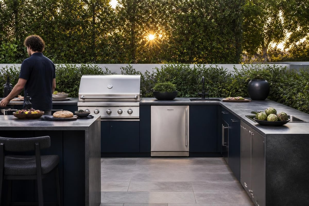 Outdoor kitchen work triangle