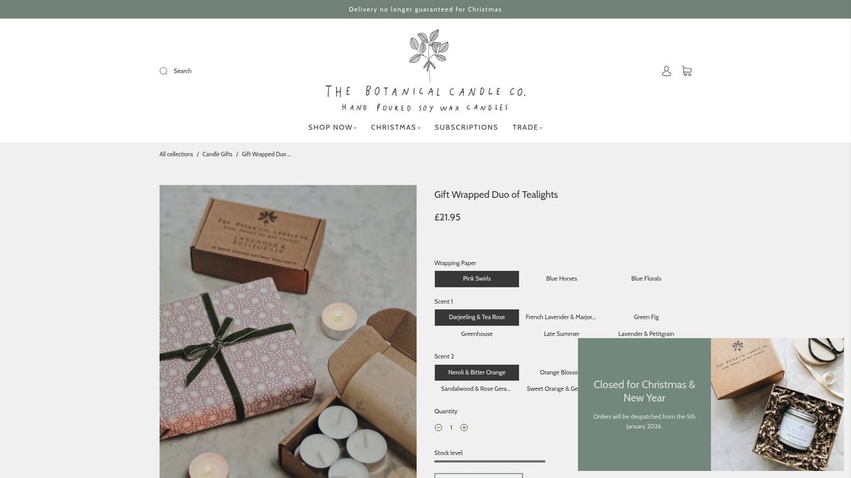 7 Best Candle Gift Ideas to Delight in 2026 - The Botanical Candle Co. – Gift Wrapped Duo of Tealights