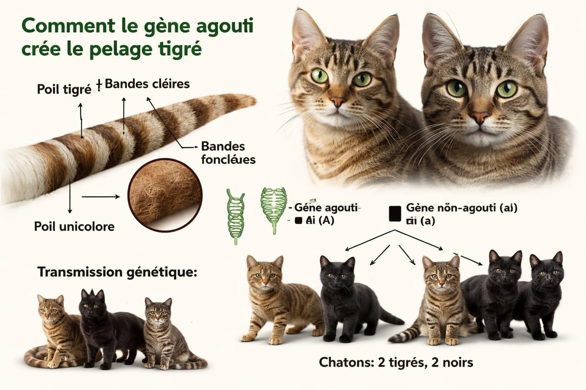 Pawtounes - Le Chat Tigré : Secrets et Charme des Félins Rayés - Génétique du motif tigré félin