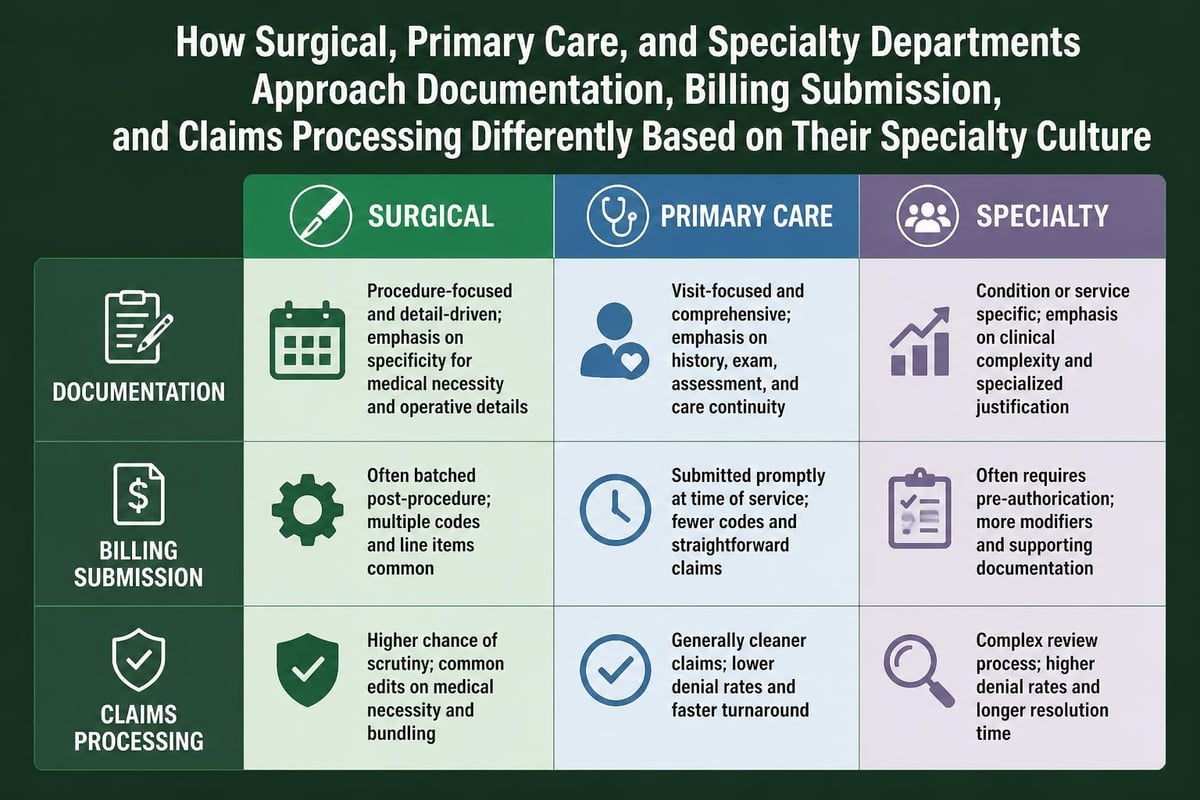 Medical specialty workflow differences