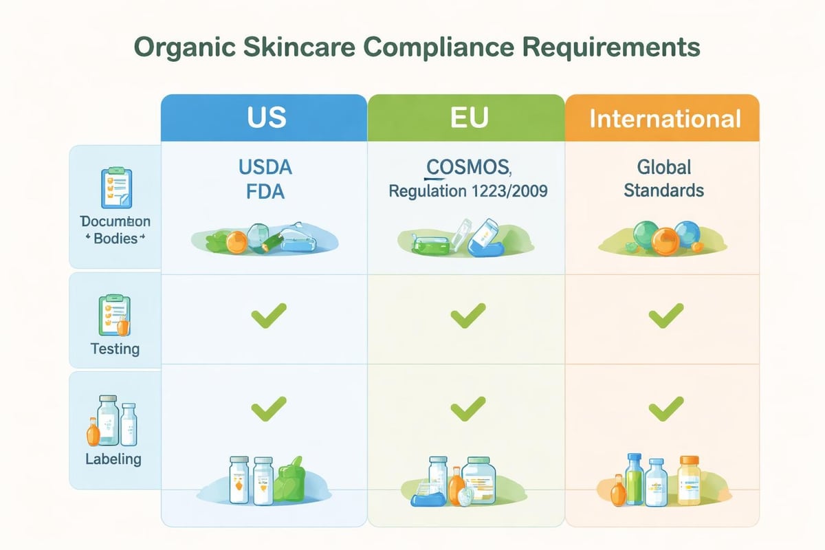International organic skincare compliance