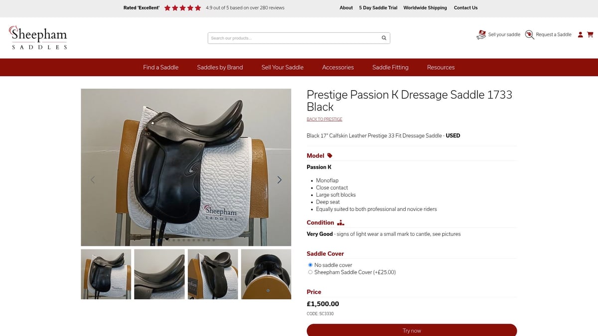 7 Best Second Hand Prestige Saddle Finds for 2026 Buyers - Prestige Passion K Dressage Saddle 1733 Black