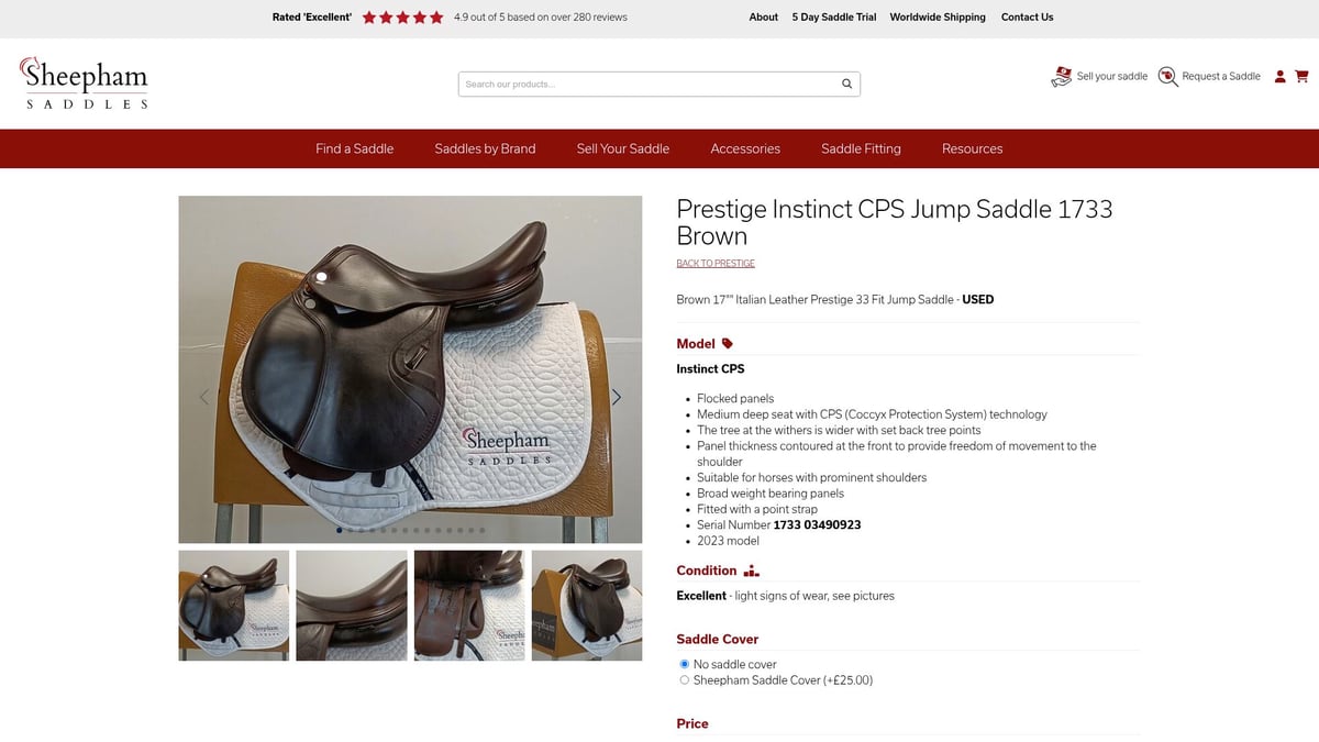 7 Best Second Hand Prestige Saddle Finds for 2026 Buyers - Prestige Instinct CPS Jump Saddle 1733 Brown