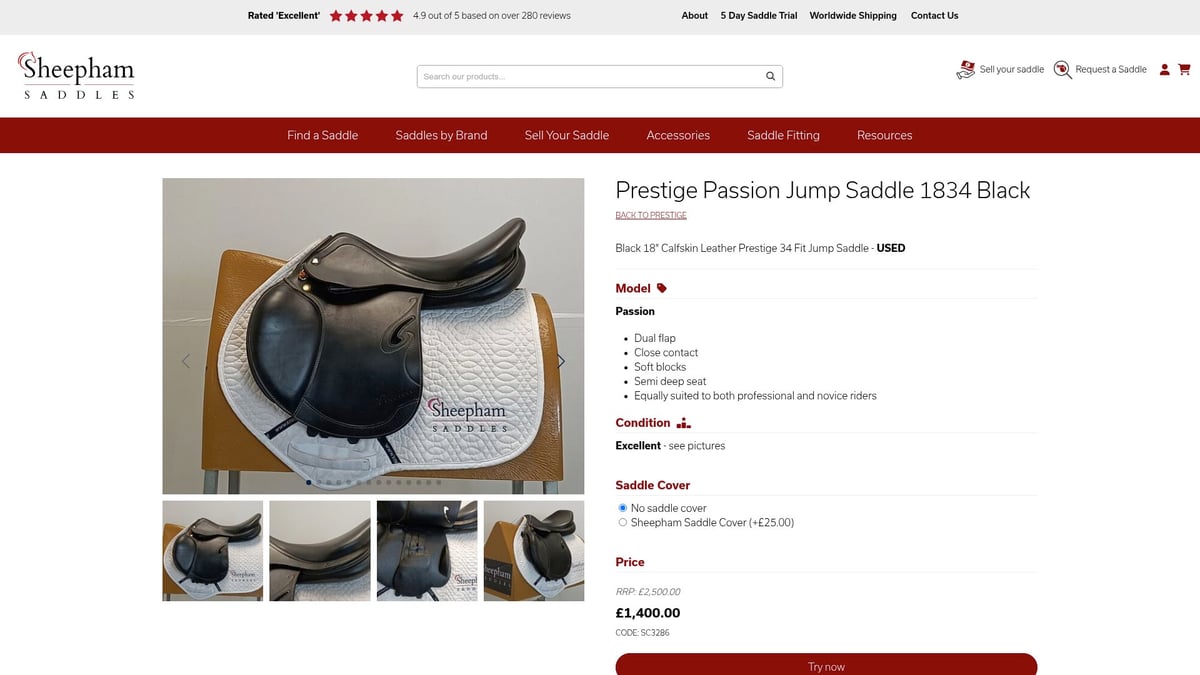 7 Best Second Hand Prestige Saddle Finds for 2026 Buyers - Prestige Passion Jump Saddle 1834 Black
