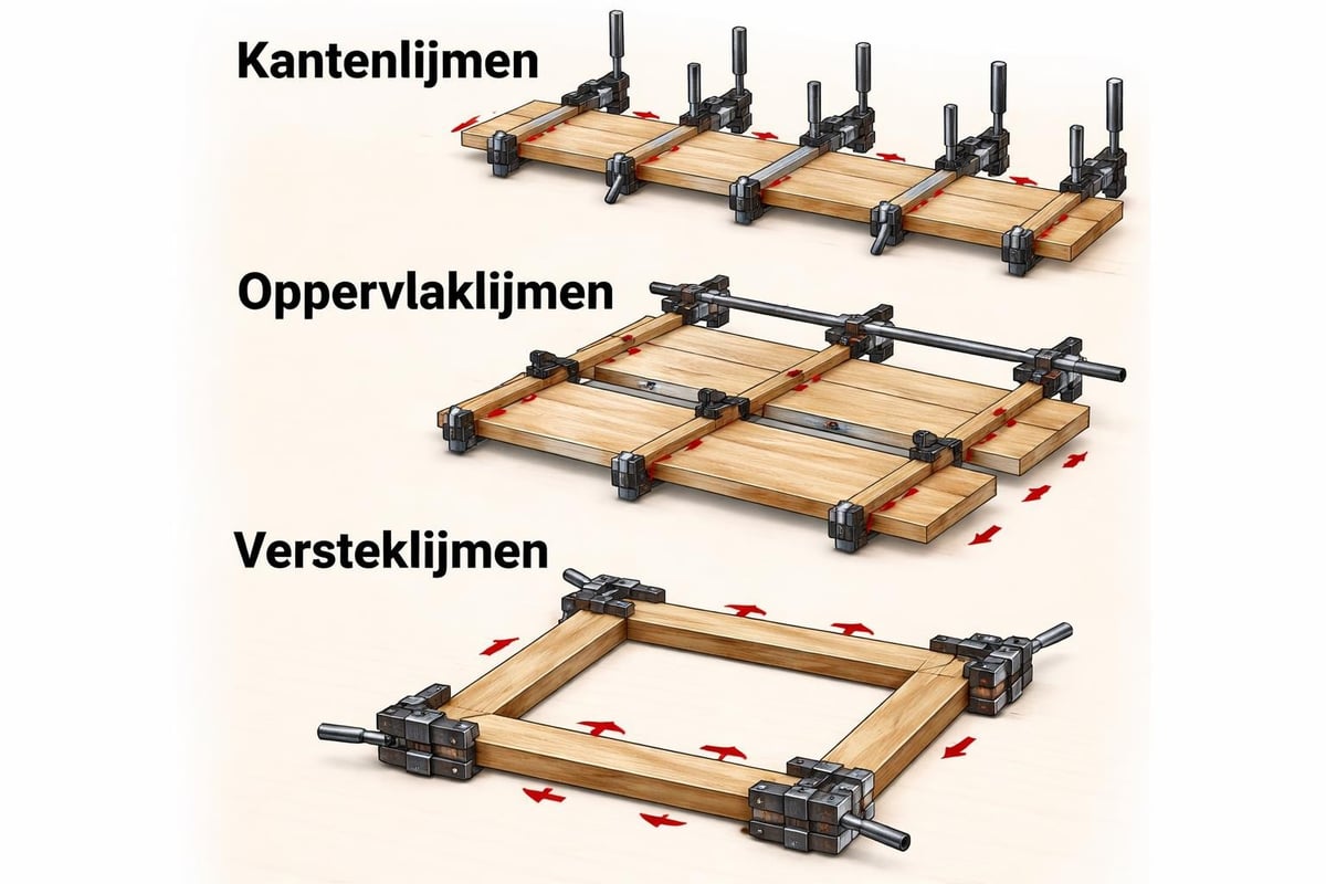 Wood glue clamping techniques