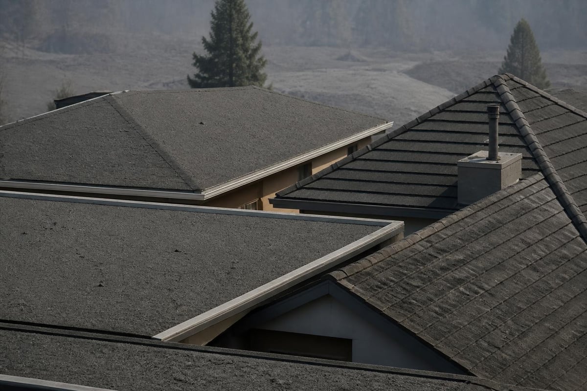 Roof slope and ash accumulation patterns