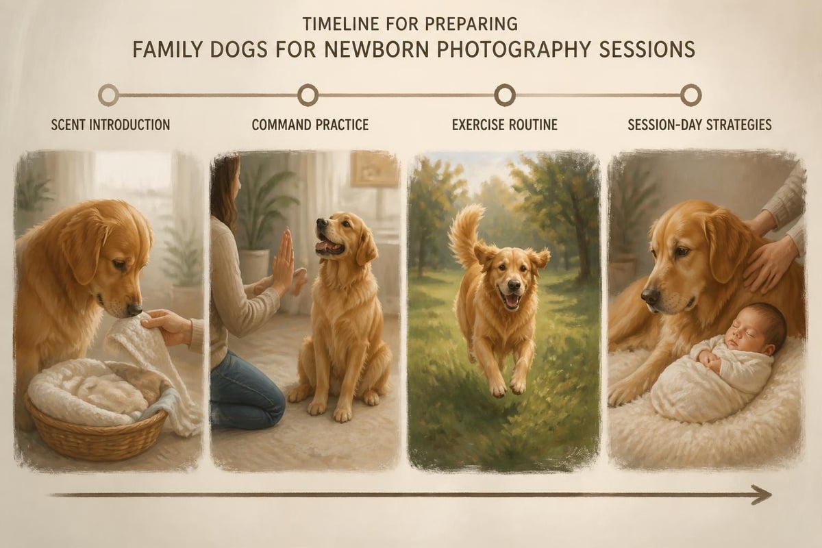 Dog preparation timeline for newborn photography