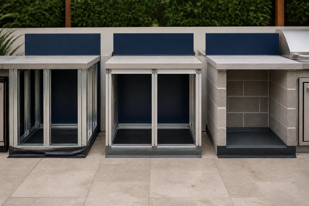 Garden kitchen unit structural framing