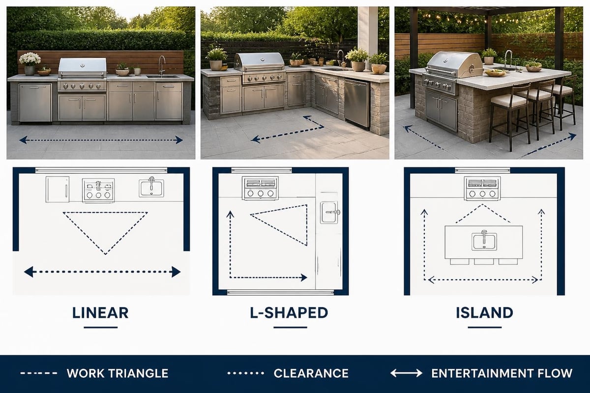 Garden kitchen unit layout configurations