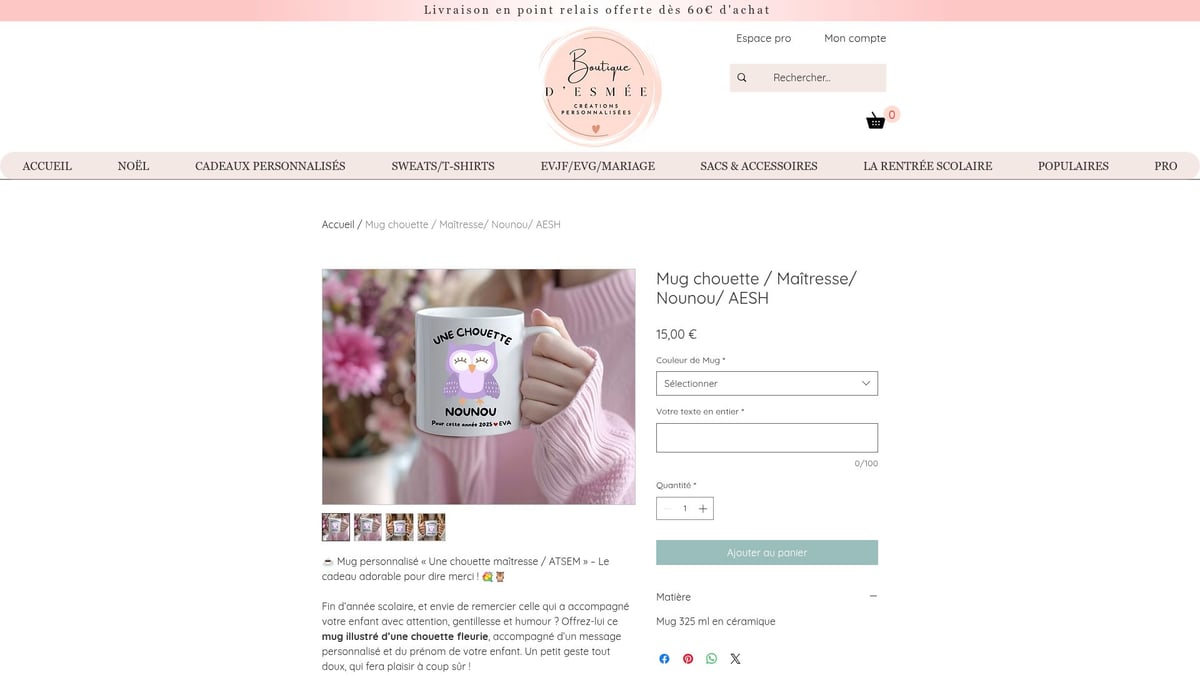 8 Idées Cadeau Nounou Originales à Offrir en 2026 - Mug chouette / Maîtresse / Nounou / AESH – La Boutique des Mées (15,00 €)