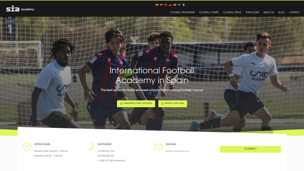 7 Top Best High Performance Football Academies Spain 2025 - Soccer Inter-Action International Football Academy
