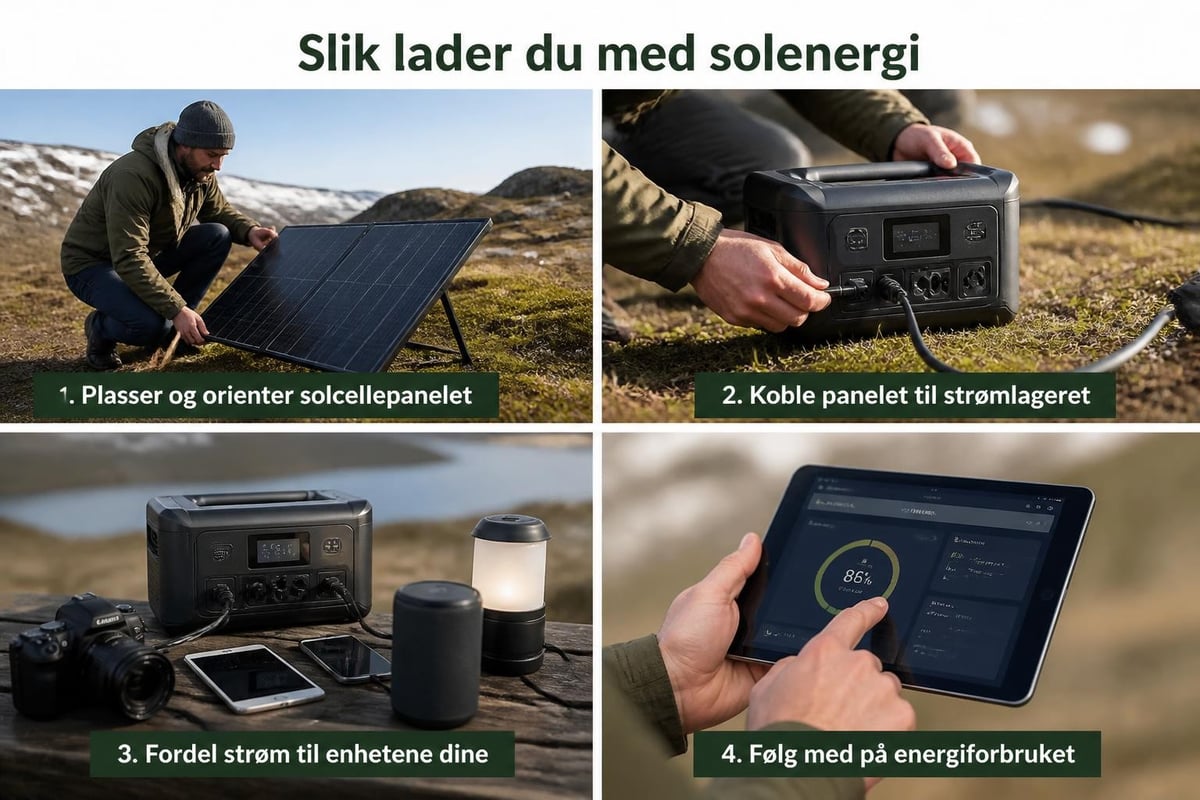 Solcellepanel camping oppsett