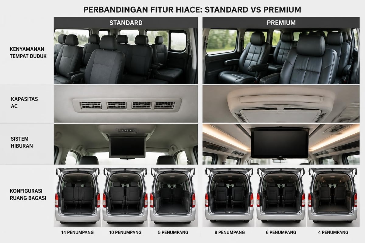 Hiace interior features comparison
