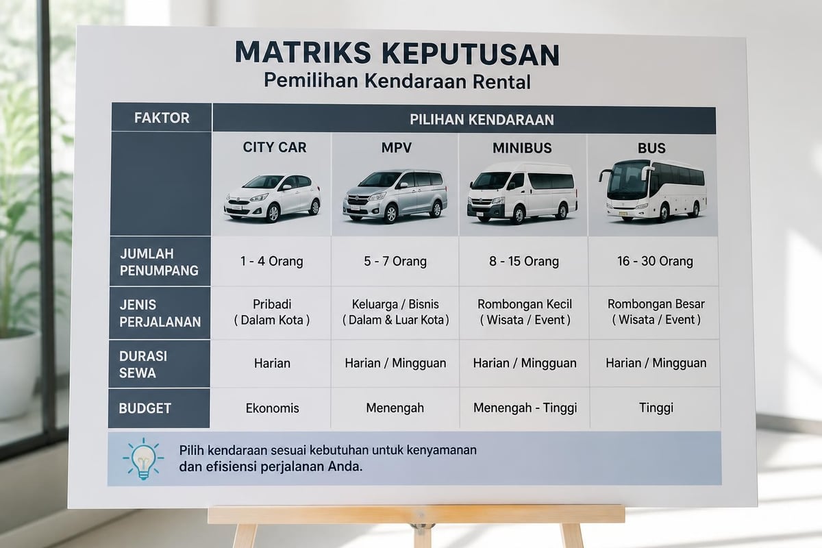 Perbandingan tipe kendaraan