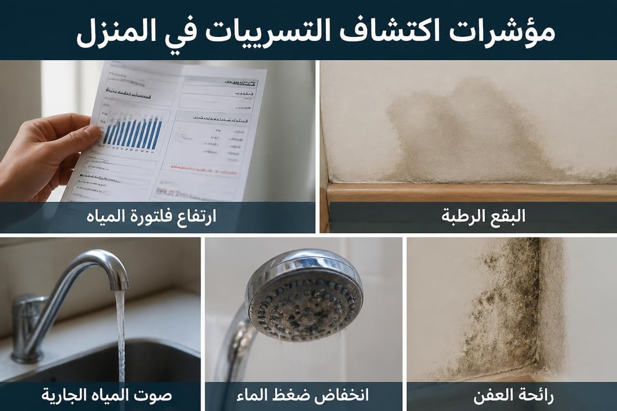 علامات تسريبات المياه