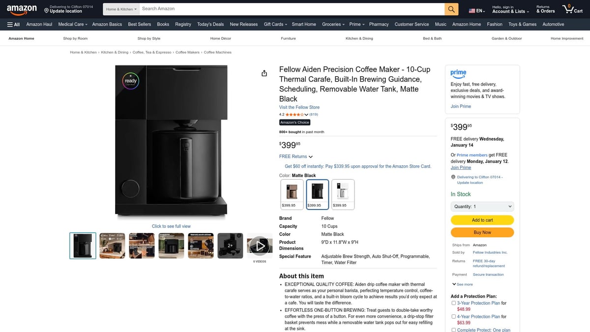 Top 7 Drip Coffee Maker Choices for Perfect Brews in 2026 - Fellow Aiden Precision Coffee Maker