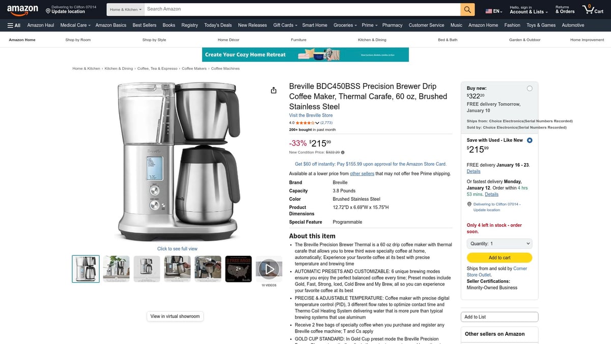 Top 7 Drip Coffee Maker Choices for Perfect Brews in 2026 - Breville Precision Brewer Thermal