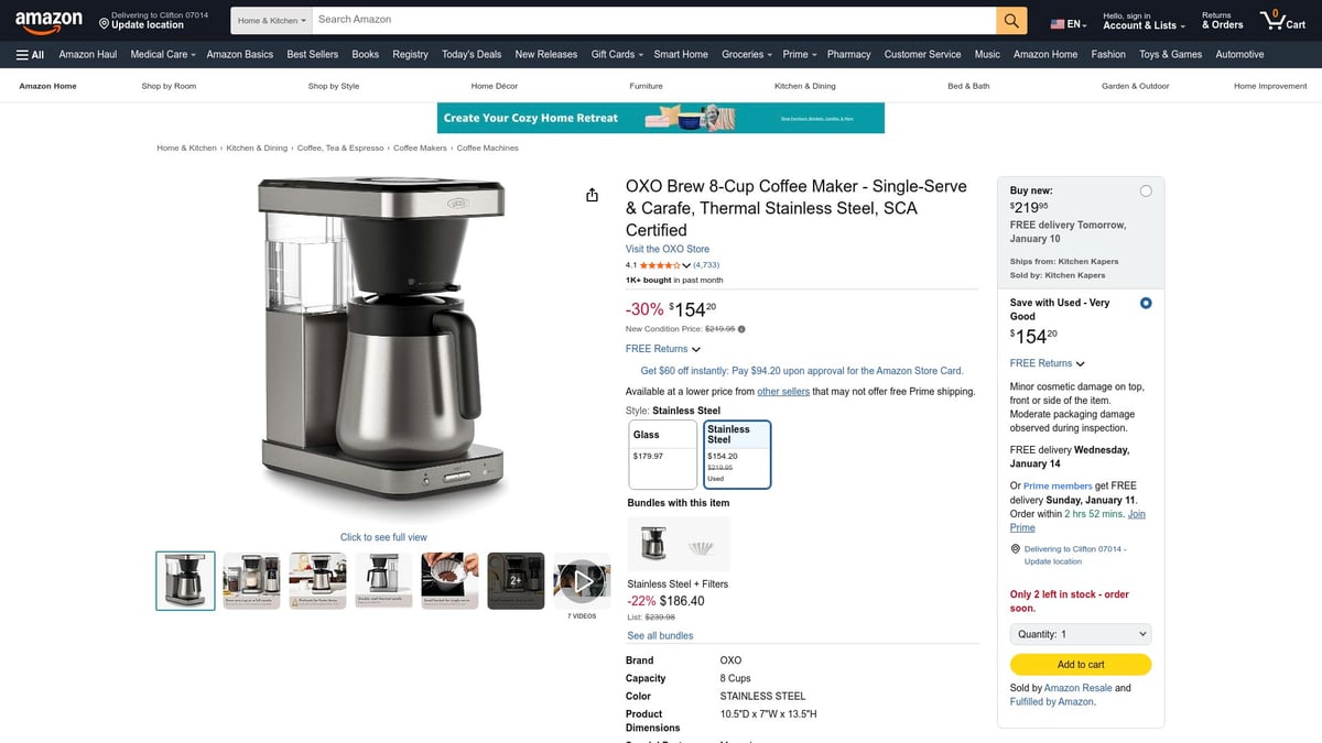 Top 7 Drip Coffee Maker Choices for Perfect Brews in 2026 - OXO Brew 8-Cup Coffee Maker
