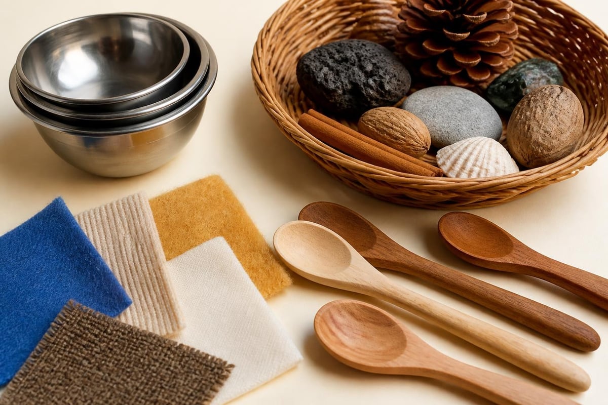 Everyday objects for baby exploration