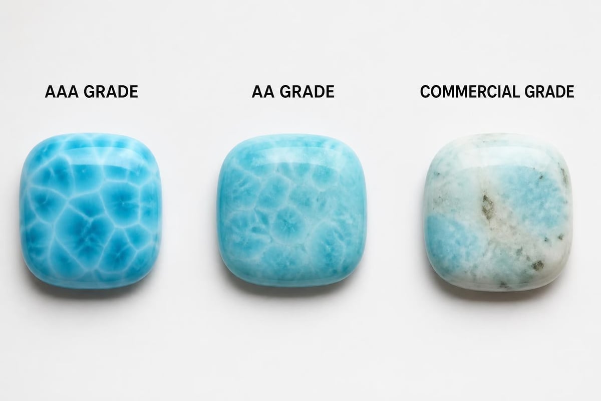 Larimar quality grading comparison