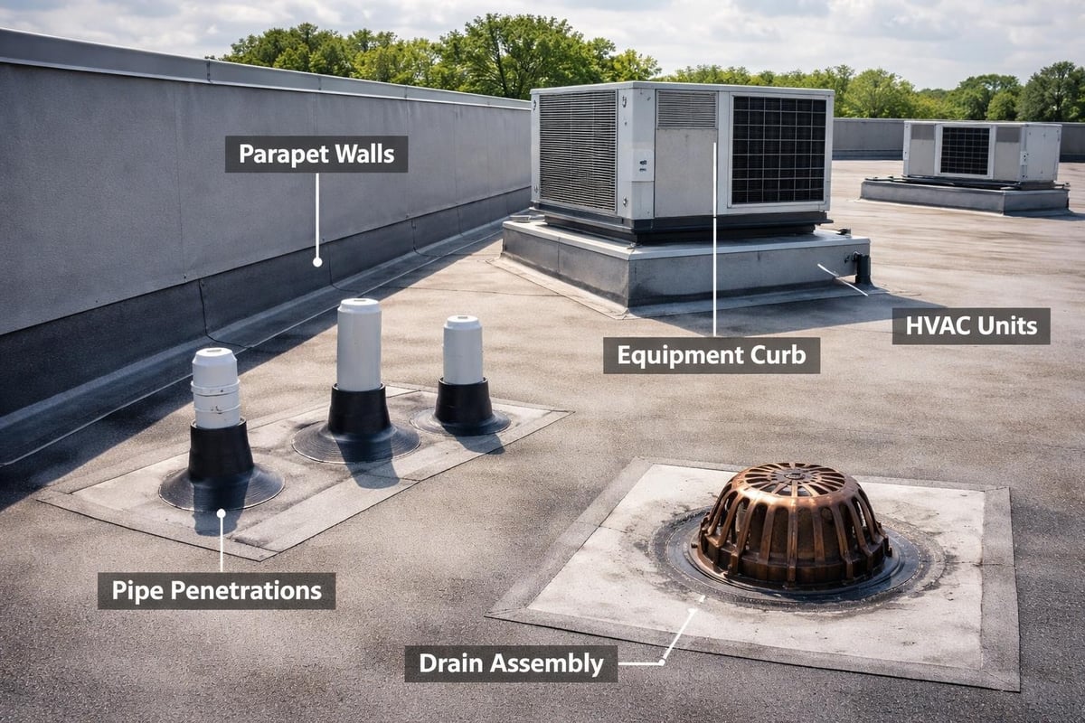 Flat roof flashing details
