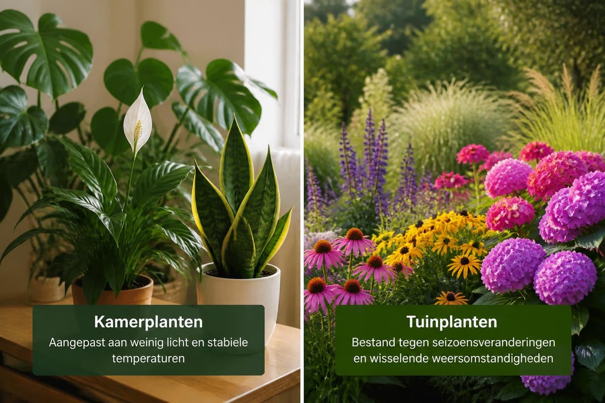 Verschil tussen kamerplanten en tuinplanten