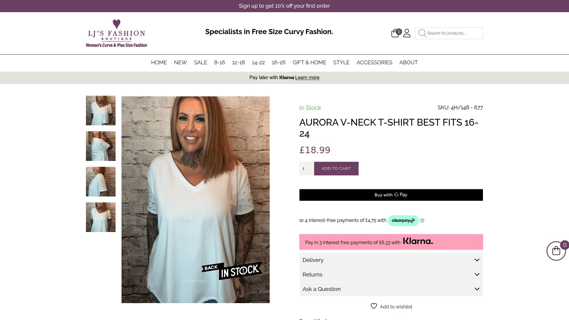7 Best Plus Size Boutique Tops to Try in 2025 - Aurora V-NECK T-shirt best fits 16-24 – £18.99
