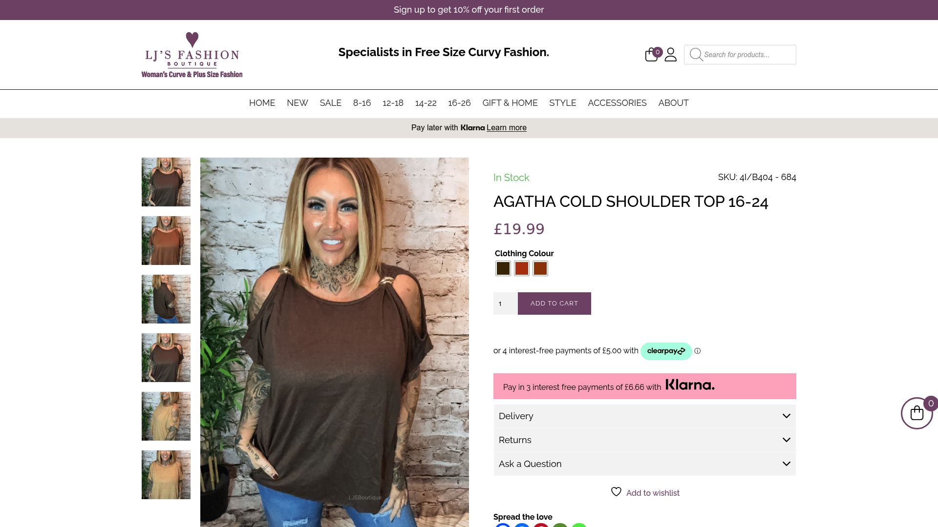 7 Best Plus Size Boutique Tops to Try in 2025 - Agatha cold shoulder top 16-24 – £19.99