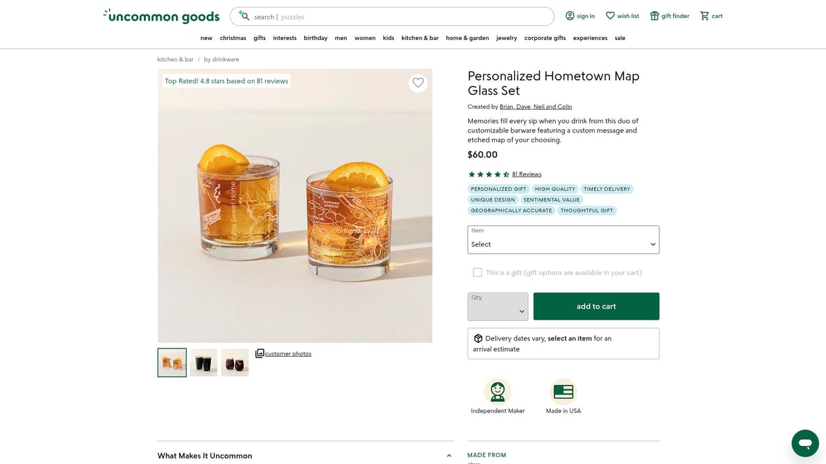 12 Personalized Gifts That Wow in 2025 - Personalized Hometown Map Glass Set