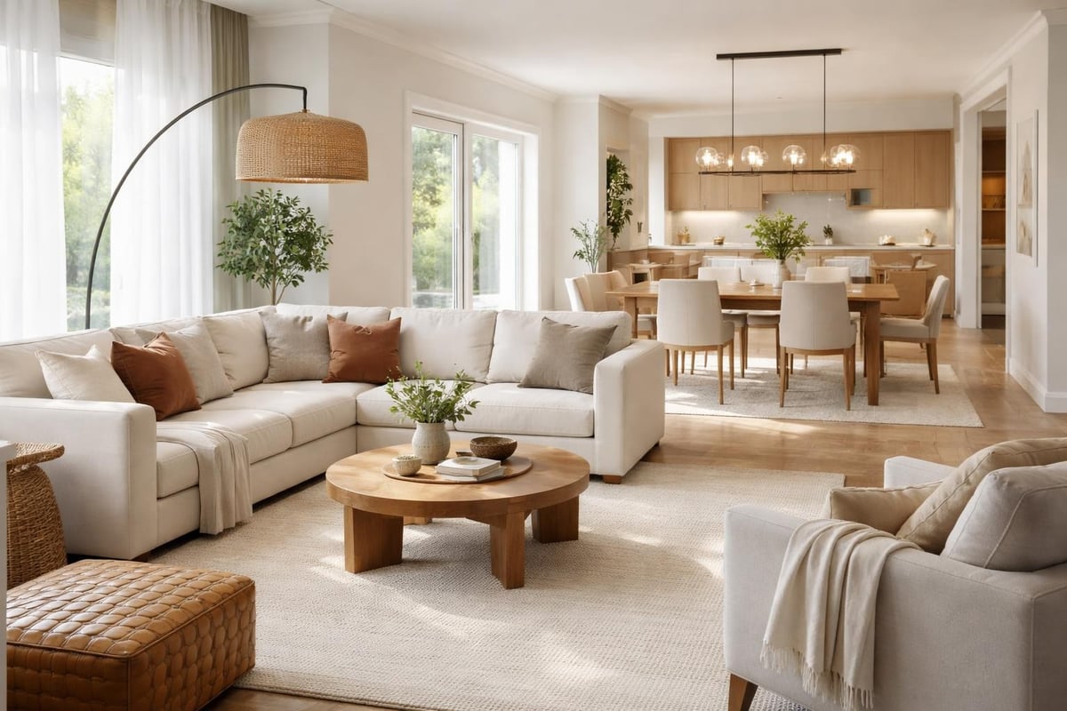 Open plan living and dining zones