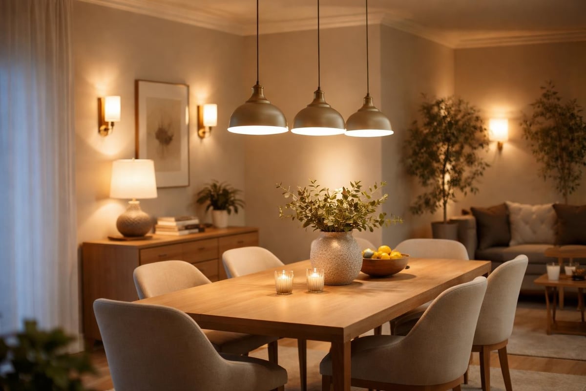 Dining room lighting layers