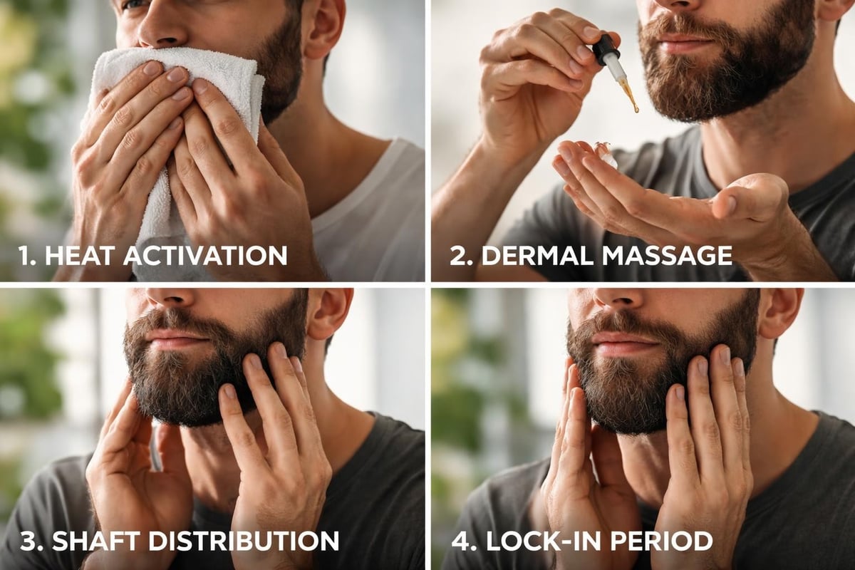 Beard oil application steps