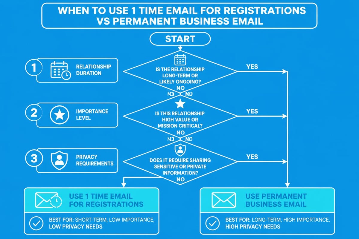 Temporary versus permanent email decision matrix
