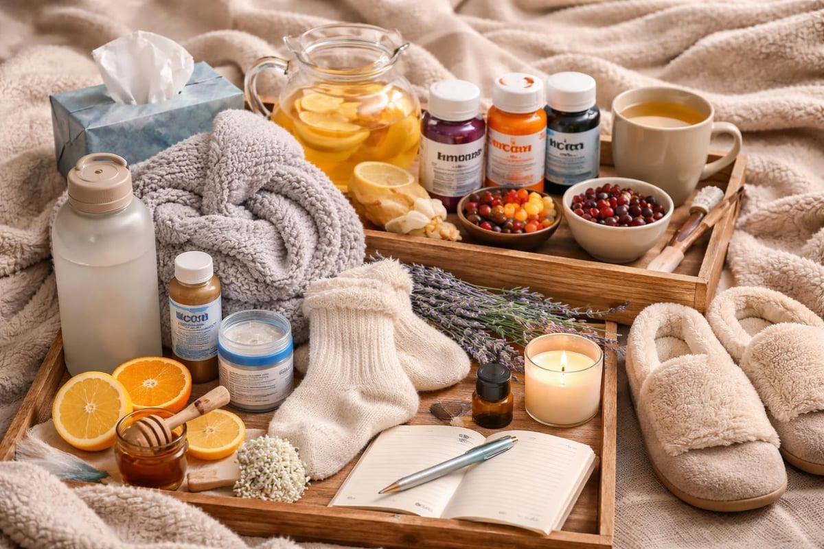 Self care package components for wellness