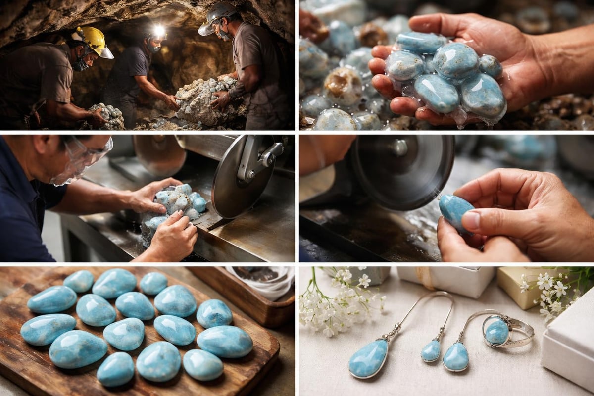Larimar journey from mine to jewelry