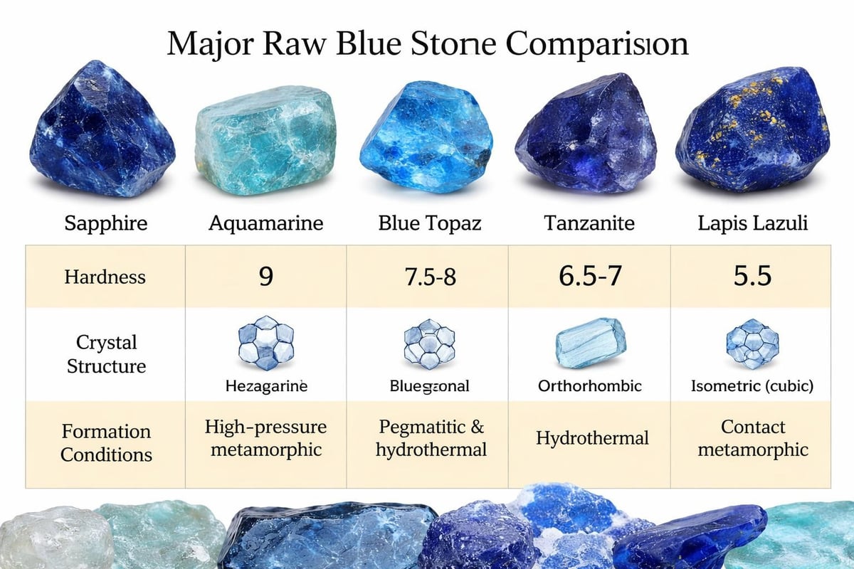 Comparing physical properties of kyanite, larimar, and lapis lazuli